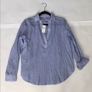 Loft • Blue and White Striped Blouse